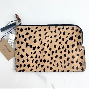 Madewell; Leather Leopard Pouch Clutch